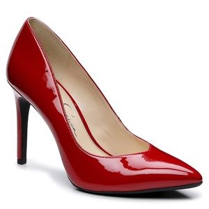 NIB JESSICA SIMPSON Haneh Wicked Red Patent Pointed Toe Stiletto Pumps US 8M